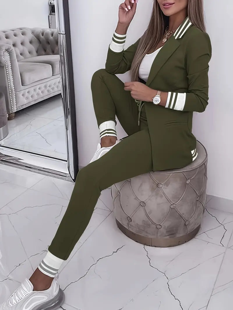 Zestaw w Paski w Stylu Casual Streetwear - Sophie-Różowy-M-Trend Polska