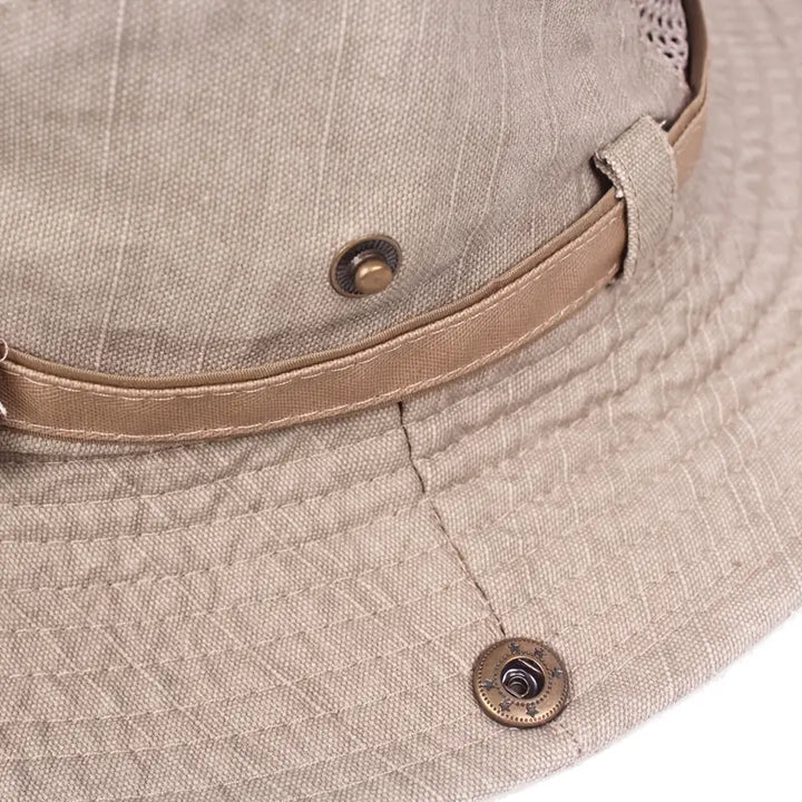 Zewnętrzna czapka przeciwsłoneczna z regulowanymi paskami i szerokim rondem – Solantra-Khaki-Trend Polska