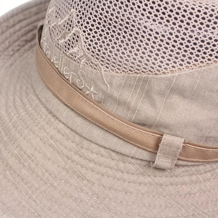 Zewnętrzna czapka przeciwsłoneczna z regulowanymi paskami i szerokim rondem – Solantra-Khaki-Trend Polska