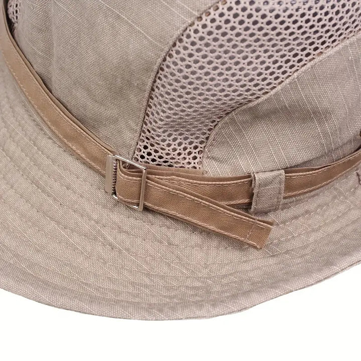 Zewnętrzna czapka przeciwsłoneczna z regulowanymi paskami i szerokim rondem – Solantra-Khaki-Trend Polska