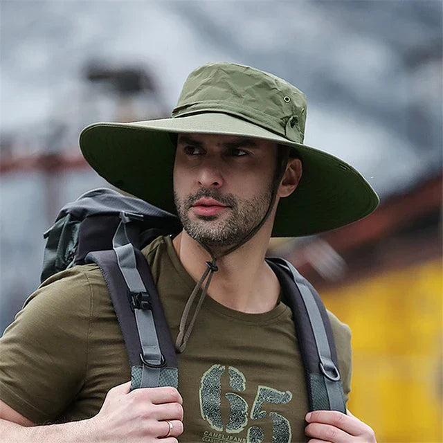 Zewnętrzny kapelusz letni z chin strap i materiałem wodoodpornym – Ranger-Zielony-Trend Polska