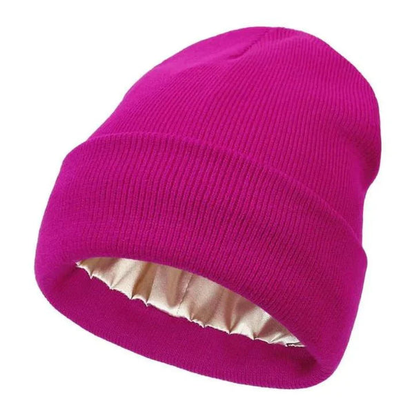 Zimowa czapka z jedwabną podszewką - Noor-Magenta-Trend Polska
