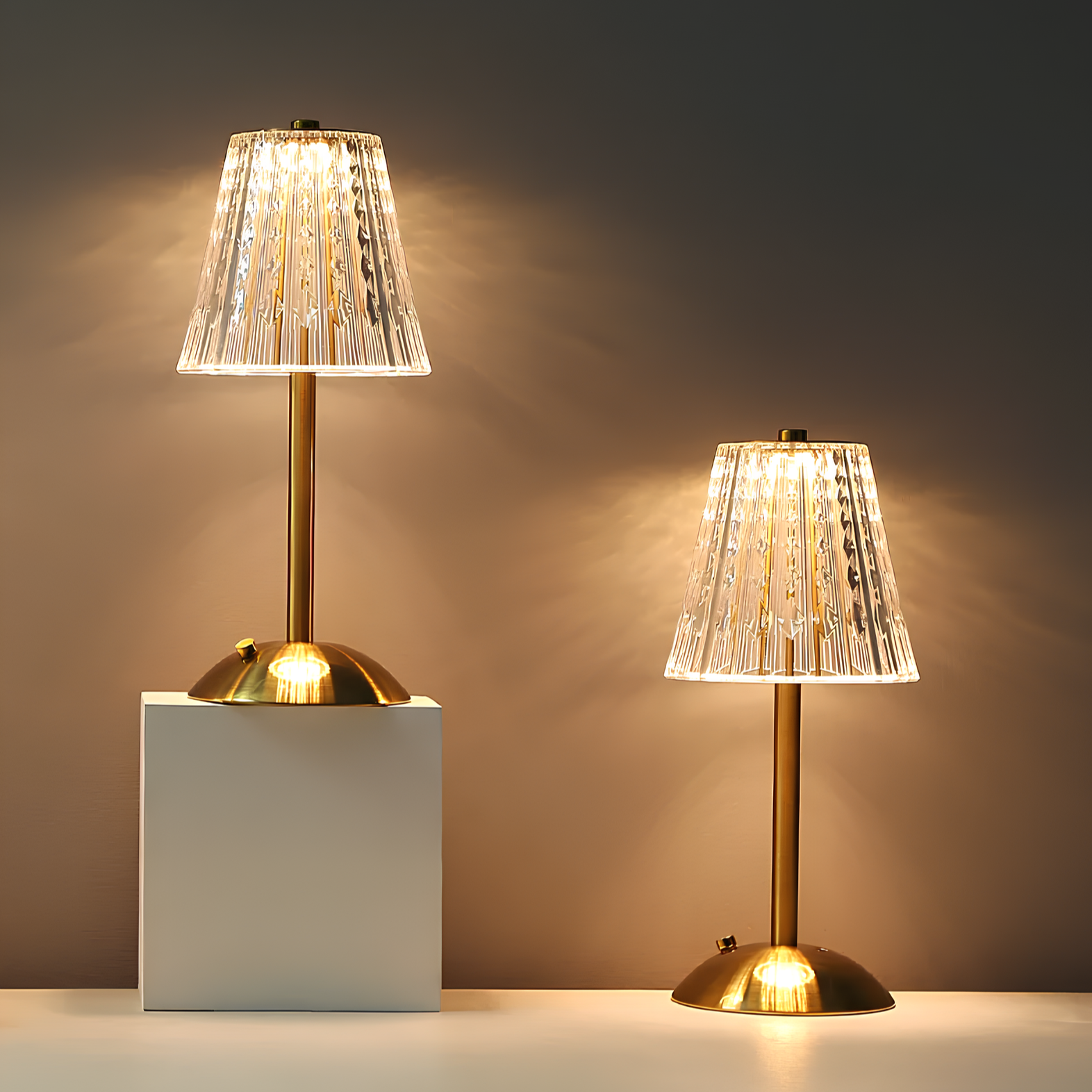 Złota Kryształowa Lampa Stołowa - Aurora Luxe-Klasyczny-Trend Polska