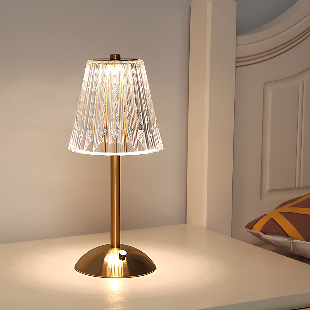 Złota Kryształowa Lampa Stołowa - Aurora Luxe-Klasyczny-Trend Polska