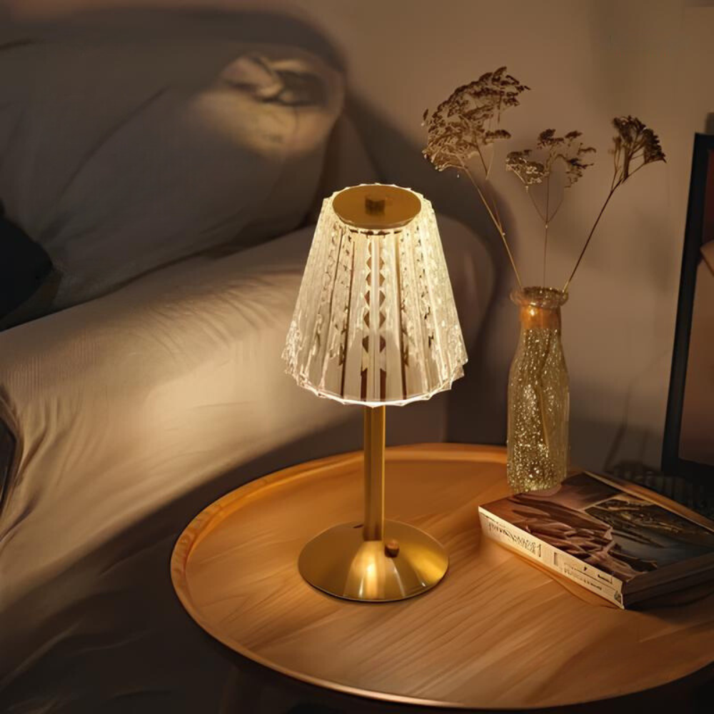 Złota Kryształowa Lampa Stołowa - Aurora Luxe-Klasyczny-Trend Polska