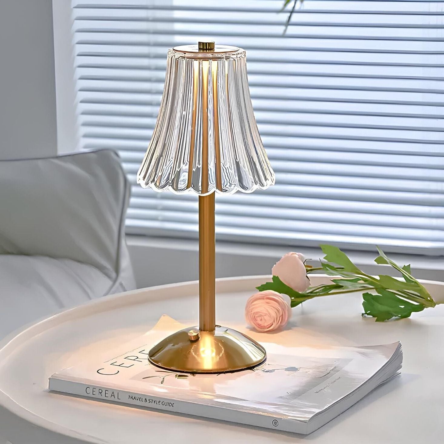 Złota Kryształowa Lampa Stołowa - Aurora Luxe-Klasyczny-Trend Polska
