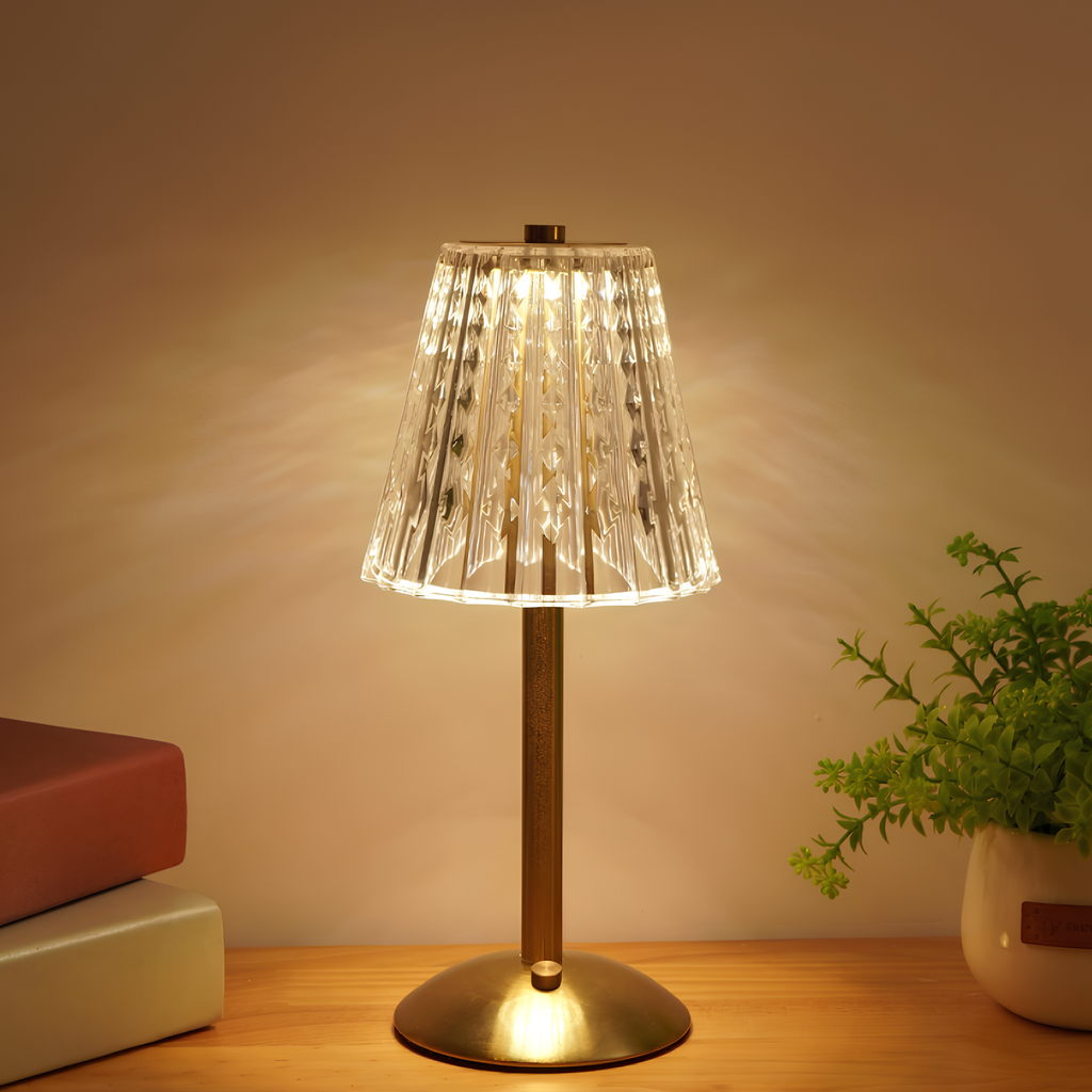 Złota Kryształowa Lampa Stołowa - Aurora Luxe-Klasyczny-Trend Polska