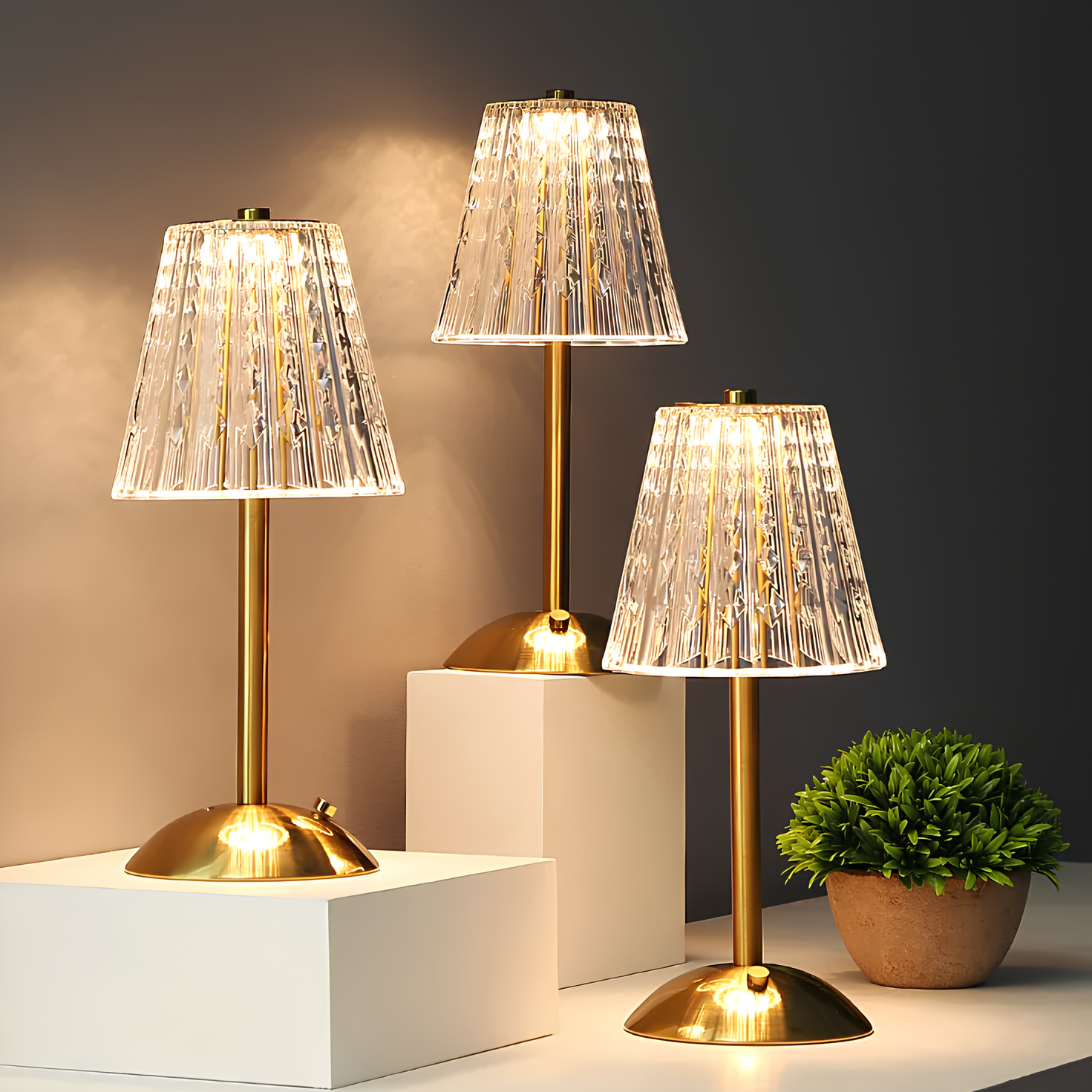 Złota Kryształowa Lampa Stołowa - Aurora Luxe-Klasyczny-Trend Polska