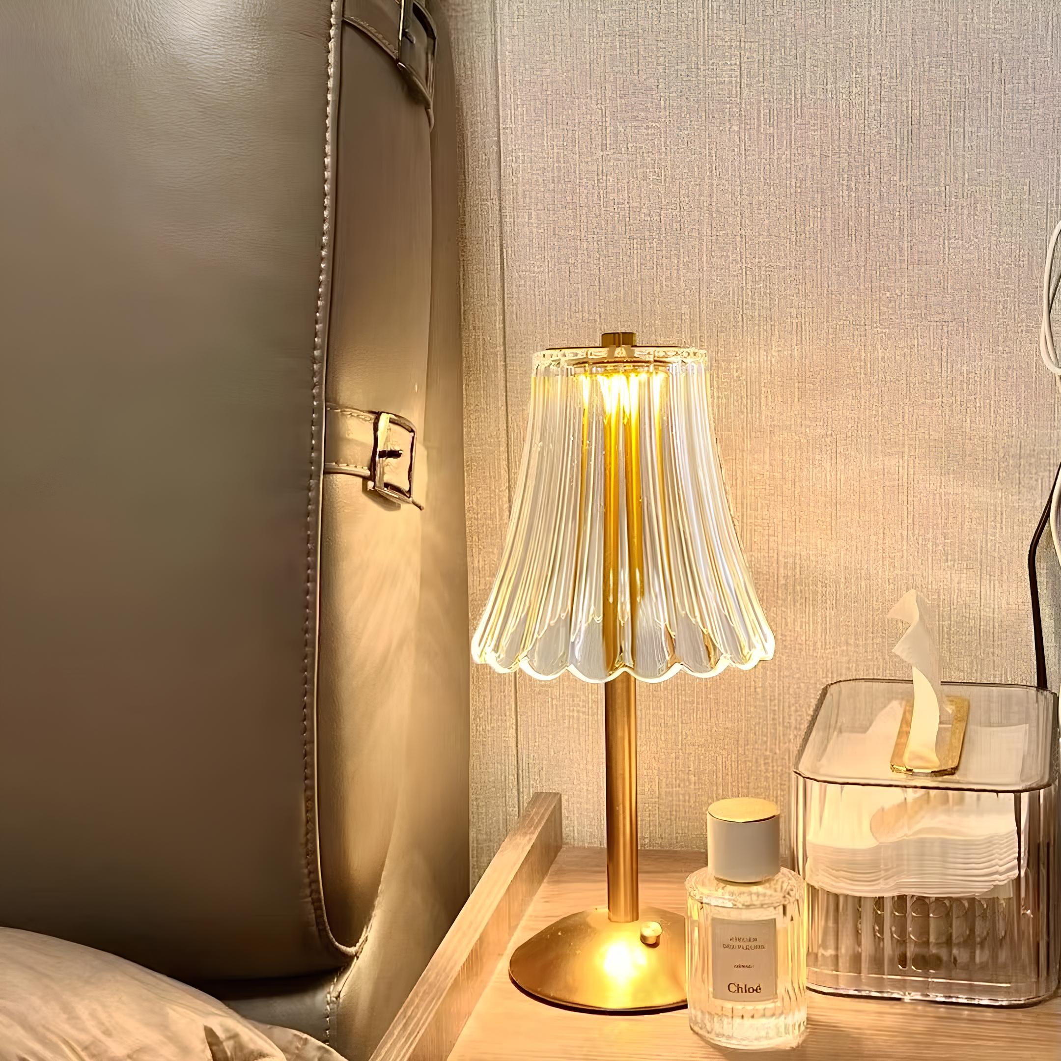 Złota Kryształowa Lampa Stołowa - Aurora Luxe-Klasyczny-Trend Polska