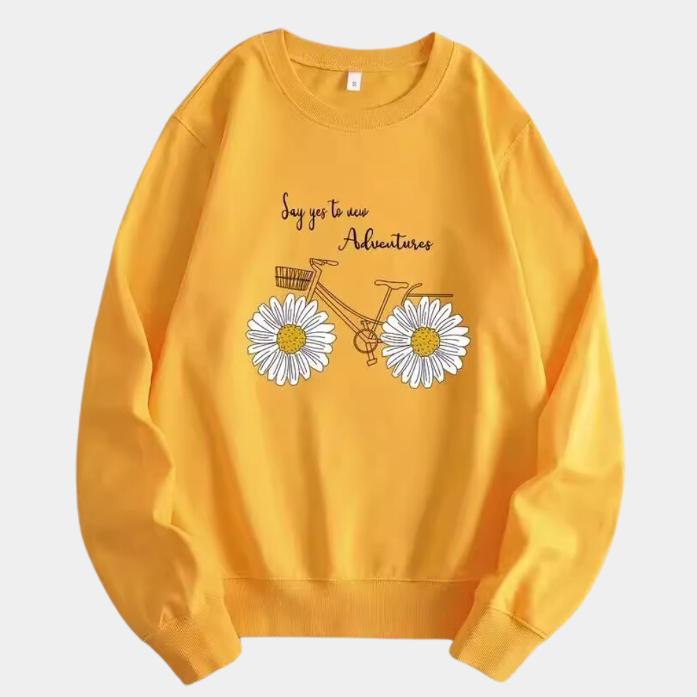 Żółta damska bluza z nadrukiem kwiatowym - Fleur-XS-Trend Polska