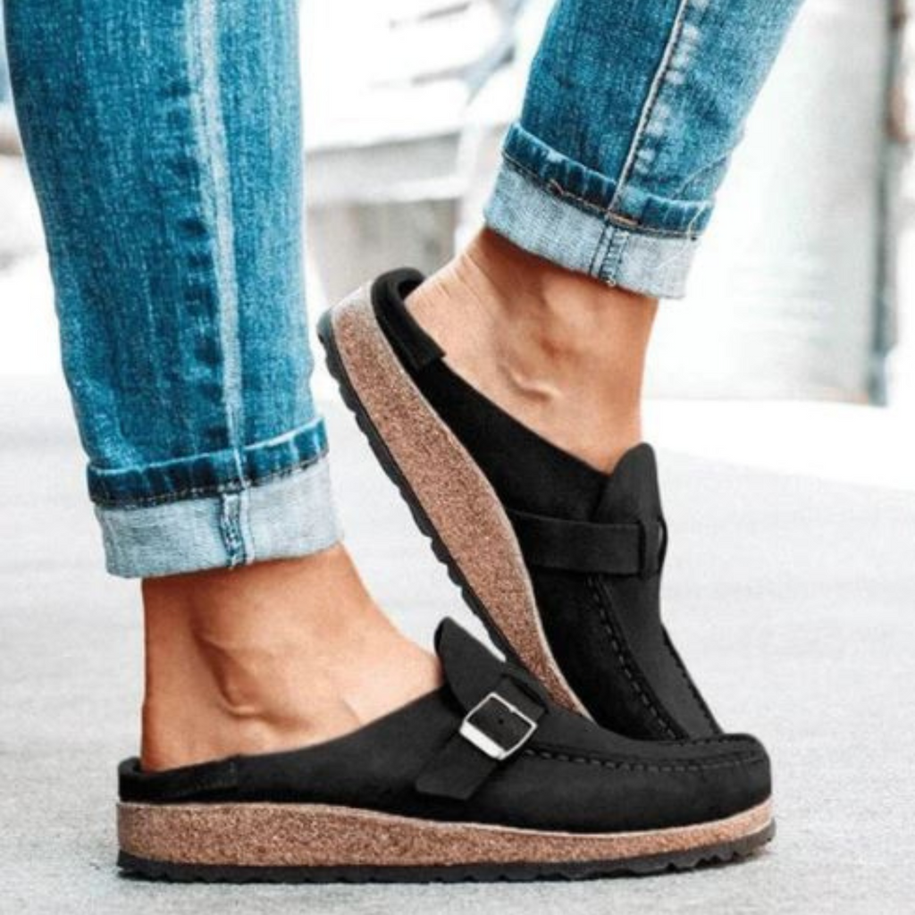 Zrównoważone komfortowe klapki w stylu retro – Noelia-Czarny-35-Trend Polska