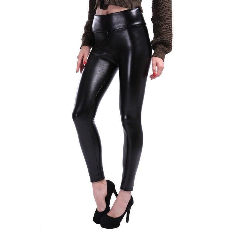 Zwarte imitacji skórzane legginsy - Aurora-S-Trend Polska