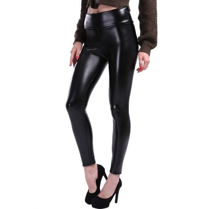Zwarte imitacji skórzane legginsy - Aurora-S-Trend Polska