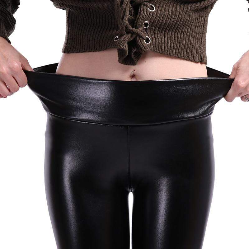 Zwarte imitacji skórzane legginsy - Aurora-S-Trend Polska