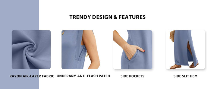 Zwiewna sukienka maxi z kieszeniami dla kobiet – Romy-Czarny-S-Trend Polska