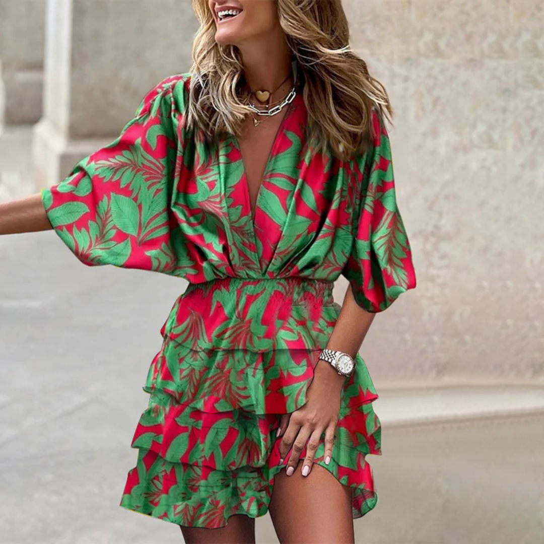 Żywa Mini Sukienka - Sophie-Zielony-S-Trend Polska